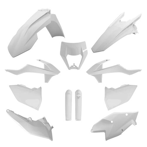 KTM 300 EXC 2017-2019 Polisport Plastics Kit White Inc Fenders & Shrouds