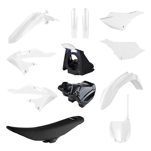 Yamaha YZ250 2002-2021 Polisport Restyle Plastics Kit Inc Tank & Seat White