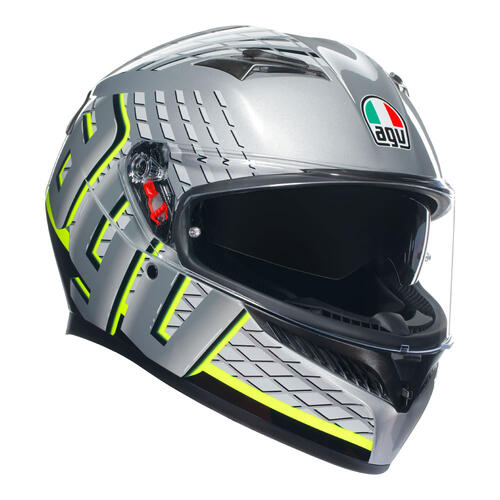 AGV Road Motorcycle Helmet K3 Fortify Grey/Black/Yellow Fluoro S