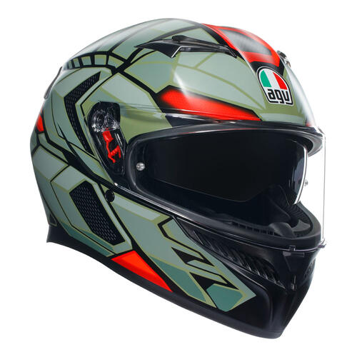 AGV Road Motorcycle Helmet K3 Decept Matt Black/Green/Red