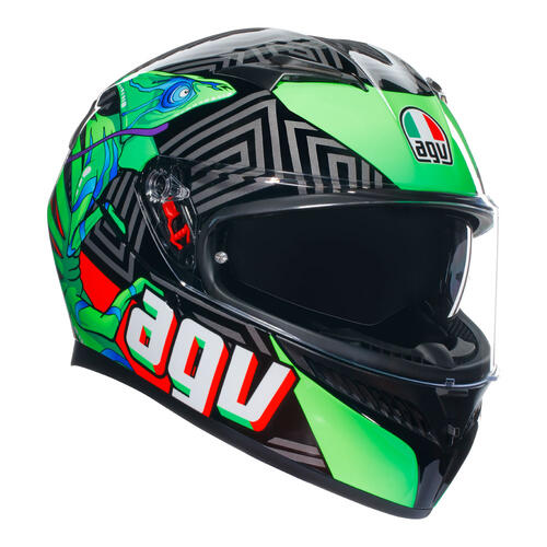 AGV Road Motorcycle Helmet K3 Kamaleon Black/Red/Green XS