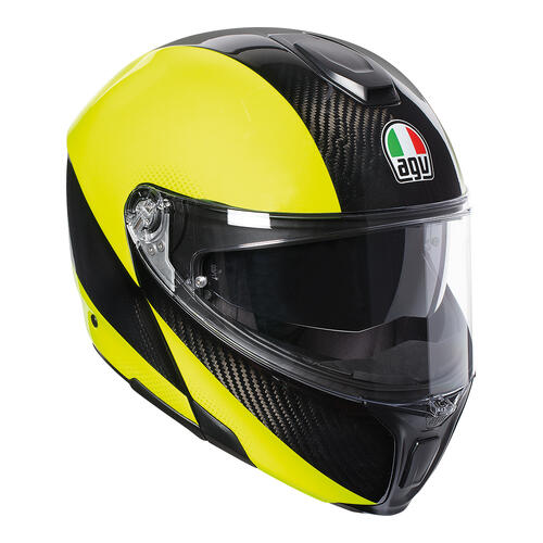 AGV Road Motorcycle Helmet SportModular HI-VIS Carbon/Yellow Fluoro