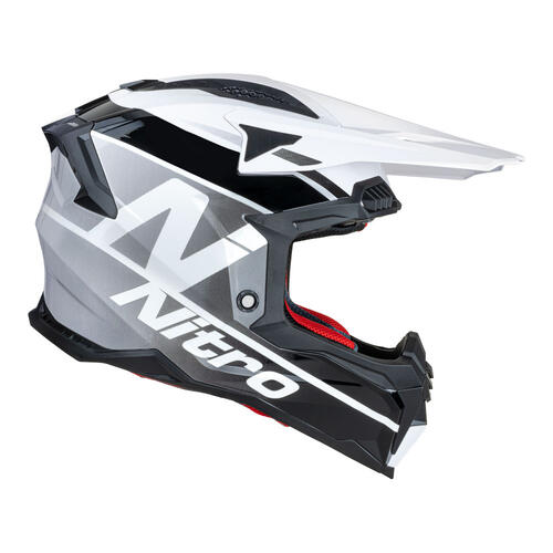 Nitro Motorcycle Helmet MX710 Onyx White/Grey S