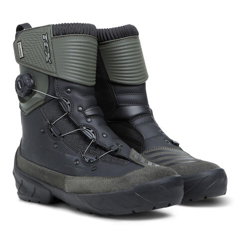 TCX Infinity 3 Mid Waterproof Motorcycle Boots Black/Military Green EU 40/US 7