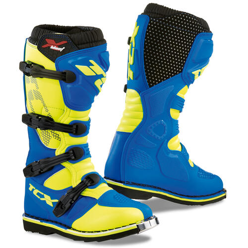 TCX X-Blast Motorcycle Boots Blue/Fluoro Yellow EU 48/US 13