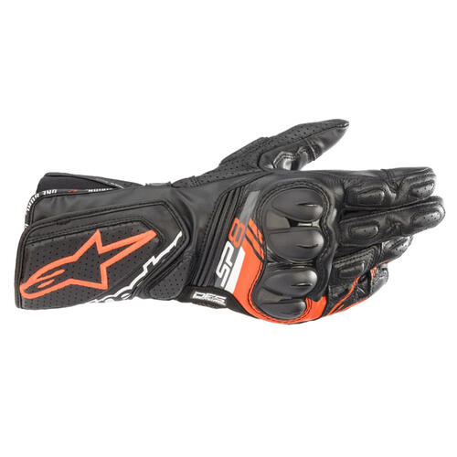 Alpinestars SP8 V3 Leather Road Race Gloves Black Red Fluoro 64