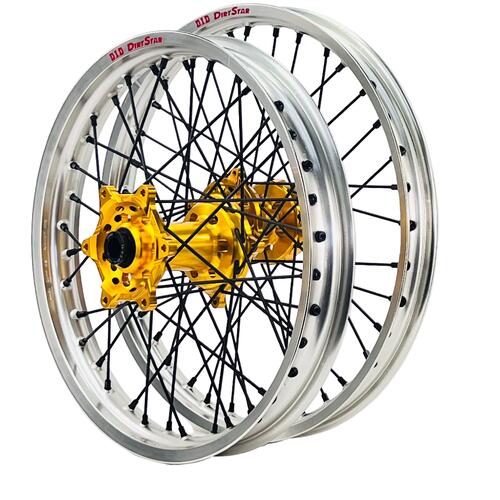 Honda CRF450RX 2017-2026 Axiom/DID Wheel Set 21/18 Silver Rims Gold Hubs Black Nipples