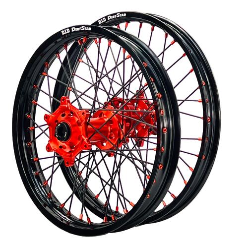 KTM 530 EXC 2008-2012 Axiom/DID Wheel Set 21/18 Black Rims Orange Hubs Orange Nipples