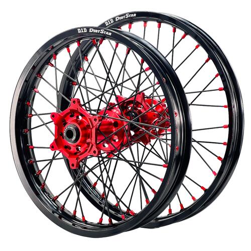 Gas-Gas EC 300 2021-2026 Axiom/DID Wheel Set 21/18 Black Rims Red Hubs Red Nipples