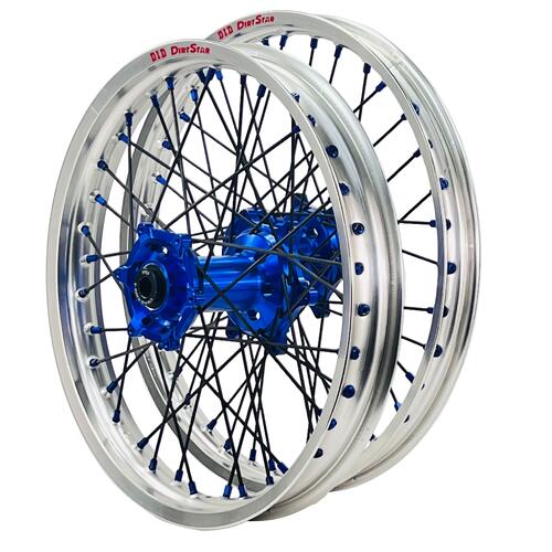 Husqvarna  TE250 2014-2026 Axiom/DID Wheelset 21/18 Silver Rims Blue Hubs Blue Nipples