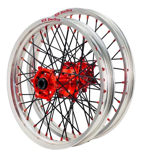 KTM 530 EXC-R 2008-2012 Axiom/DID Wheel Set 21/18 Silver Rims Orange Hubs Orange Nipples