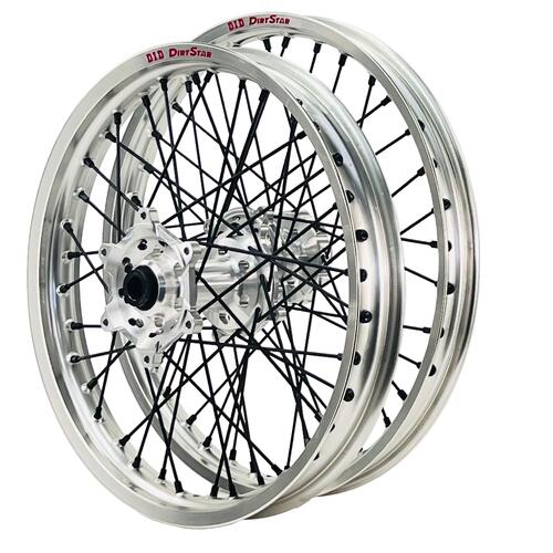 KTM 530 EXC-R 2008-2012 Axiom/DID Wheel Set 21/18 Silver Rims Silver Hubs Black Nipples