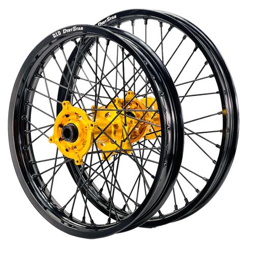 Kawasaki KX125 2006-2008 Axiom/DID Wheel Set 21/18 Black Rims Gold Hubs Black Nipples