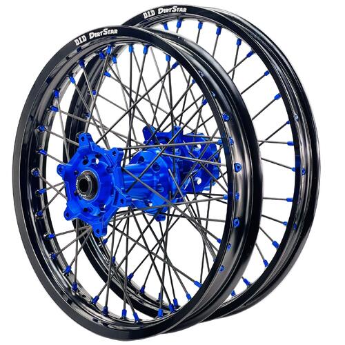 Yamaha YE-01 Electric MX 2027 Axiom Wheel Set 21/19 Black Rims Blue Hubs Blue Nipples