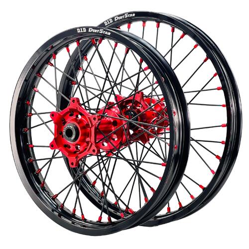 Yamaha YE-01 Electric MX 2027 Axiom Wheel Set 21/19 Black Rims Red Hubs Red Nipples
