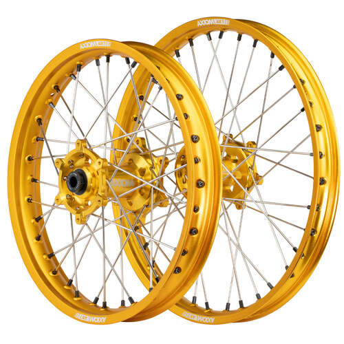 Honda CRF450R 2013-2024 Axiom SNR Enduro Wheel Set 21x1.6/18x2.15 Gold Rims Gold Hubs Black Nipples