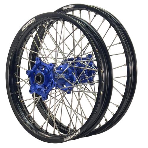 Yamaha WR400F 2002-2002 Axiom Wheel Set 21/18 Black Rims Blue Hubs Silver Nipples