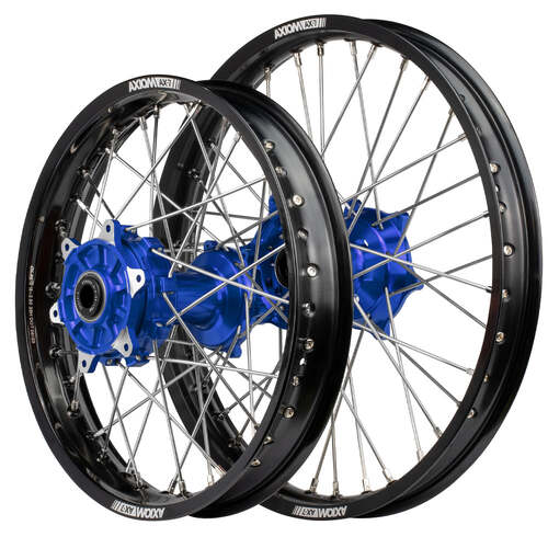 Yamaha WR450F 2002 - 2018 Axiom Cush Drive Enduro Wheel Set 21x1.6/18x2.15 Black Rims Blue Hubs 