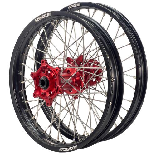 KTM 530 EXC-R 2008-2012 Axiom Wheel Set 21/18 Black Rims Red Hubs Silver Nipples