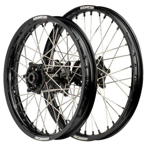 Husqvarna TC125 2014-2024 Axiom SNR MX Wheel Set 21x1.6/19x2.15 Black Rims & Hubs Black Nipples