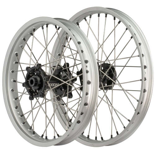 KTM 125 SX 2003 - 2024 Axiom SNR MX Wheel Set 21x1.6/19x2.15 Silver Rims Black Hubs Black Nipples