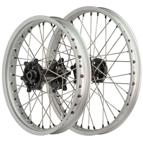 Husqvarna TC250 2014-2024 Axiom SNR MX Wheel Set 21x1.6/19x2.15 Silver Rims Black Hubs Black Nipples