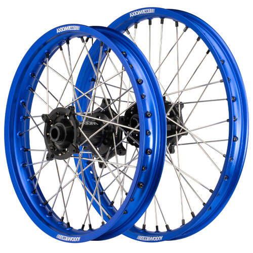 Beta RR 125 2T RACING 2019-2024 Axiom SNR Enduro Wheel Set 21x1.6/18x2.15 Blue Rims Black Hubs Black Nipples