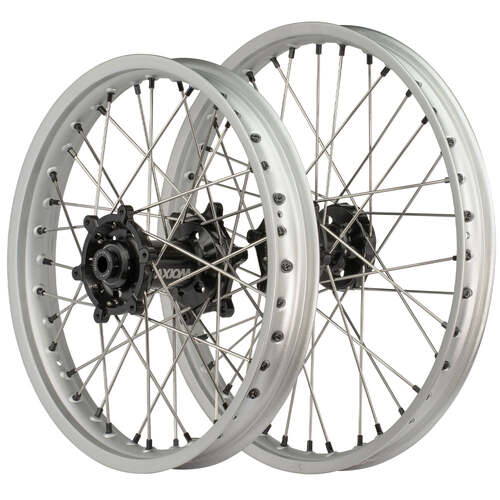 Beta RR 480 4T 2015-2024 Axiom SNR Enduro Wheel Set 21x1.6/18x2.15 Silver Rims Black Hubs Black Nipples