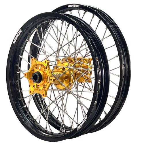 Suzuki RM250 2001-2011 Axiom Wheelset 21/19 Black Rims Gold Hubs Silver Nipples