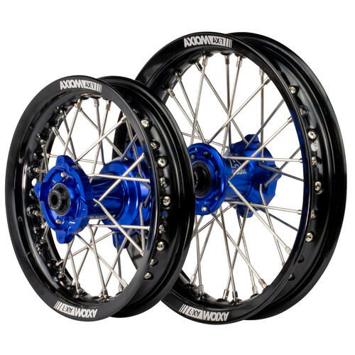 Husqvarna TC50 2017-2023 Axiom Wheel Set 12/10 Black Rims Blue Hubs Silver Nipples