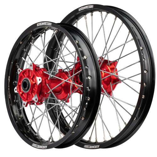 KTM 85 SX BIG WHEEL 2021 - 2024 Axiom JNR MX Wheel Set 19x1.6/16x1.85 Black Rims Red Hubs