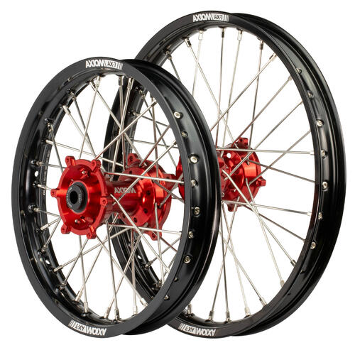 Gas-Gas MC 85 (BW) 2021-2024 Axiom Wheelset 19/16 Black Rims Red Hubs Silver Nipples