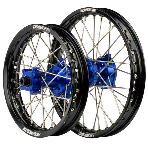 Husqvarna TC65 2017-2024 Axiom Wheel Set 14/12 Black Rims Blue Hubs Silver Nipples