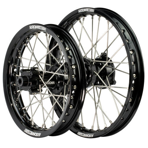 KTM  65 SX 2012-2024 Axiom Wheelset 14/12 Black Rims Black Hubs Silver Nipples