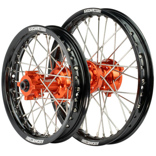 KTM  65 SX 2012-2024 Axiom Wheelset 14/12 Black Rims Orange Hubs Silver Nipples