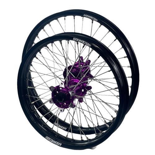 Sur-Ron Ultra Bee 2022-2025 Axiom Wheel Set Pair 21/18 Black Rims Purple Hubs