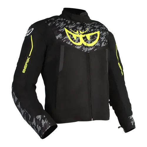 Berik Mens Motorcycle Jacket Veloce Black/Camo/Hi-Viz