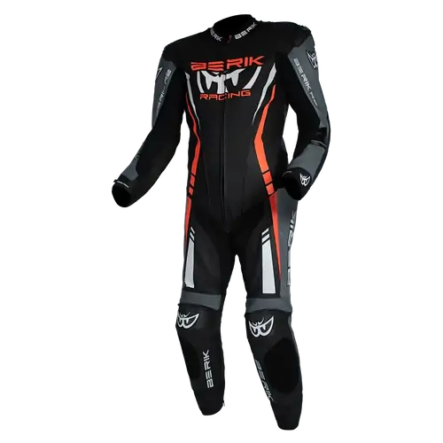 Berik Mens Motorcycle One-Piece Race Suit Sicily Black/Grey/Red 48