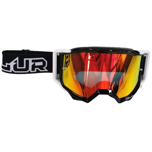 Blur Otg Black/White Motocross Goggles Red Lense - Over Glasses Model