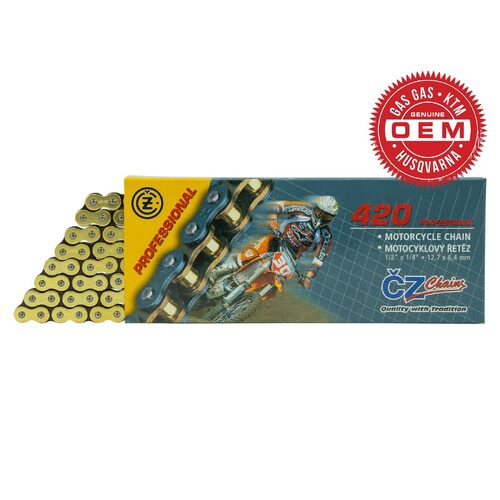 CZ 420 Gold MX Heavy Duty Motorcycle Race Chain 130 Links