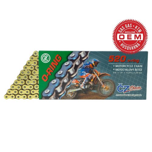 CZ 520 Gold O-Ring Heavy Duty Motorcycle Race Chain 120 Links