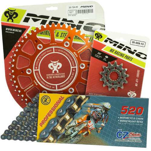 KTM 350 EXC-F 2012 - 2022 Mino 12T/48T CZ Chain & Orange Alloy Sprocket Kit 