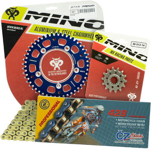 Gas Gas MC85 2021 - 2022 Mino 13T/45T Gold MX CZ Chain and Blue Alloy Sprocket Kit
