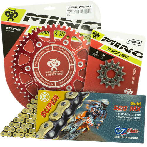 Gas Gas EC250 2021 - 2022 Mino 12T/48T Gold MX CZ Chain & Red Alloy Sprocket Kit