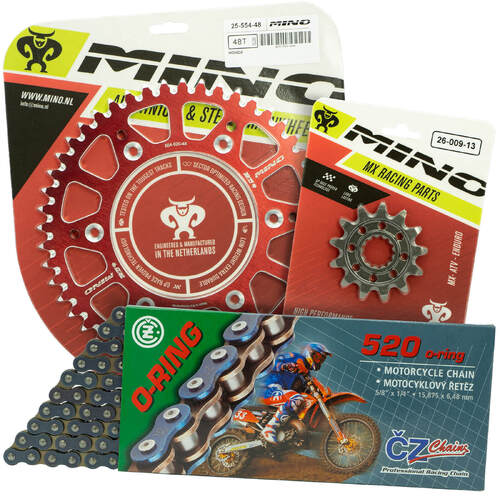 Gas Gas EX250 2021 - 2022 Mino 12T/48T O-Ring CZ Chain & Red Alloy Sprocket Kit