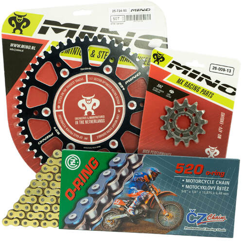 KTM 350 EXC-F 2012 - 2022 Mino 12T/48T Gold O-Ring CZ Chain & Black Alloy Sprocket Kit