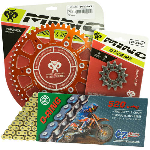 KTM 350 EXC-F 2012 - 2022 Mino 12T/48T O-Ring CZ Chain & Orange Alloy Sprocket Kit 