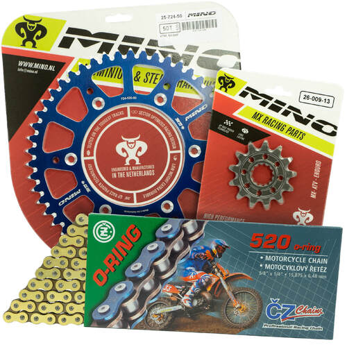 Gas Gas EC250 2021 - 2022 Mino 12T/48T Gold O-Ring CZ Chain & Blue Alloy Sprocket Kit