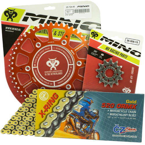 KTM 350 EXC-F 2012 - 2022 Mino 12T/48T X-Ring CZ Chain & Orange Alloy Sprocket Kit 
