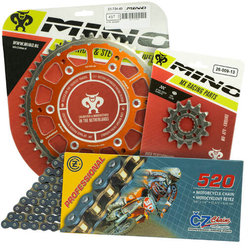 KTM 350 EXC-F 2012 - 2022 Mino 12T/48T MX CZ Chain & Orange Fusion Sprocket Kit